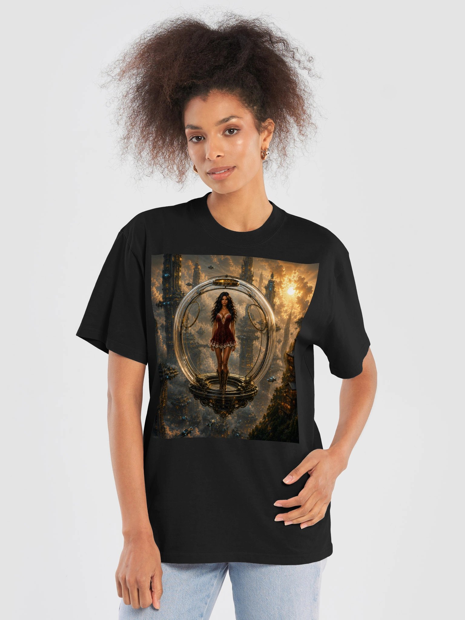 Futuristic Sci Fi T Shirt Cyberpunk Space City Gift for Tech Lovers Coworkers Valentine’s Day product image (6)