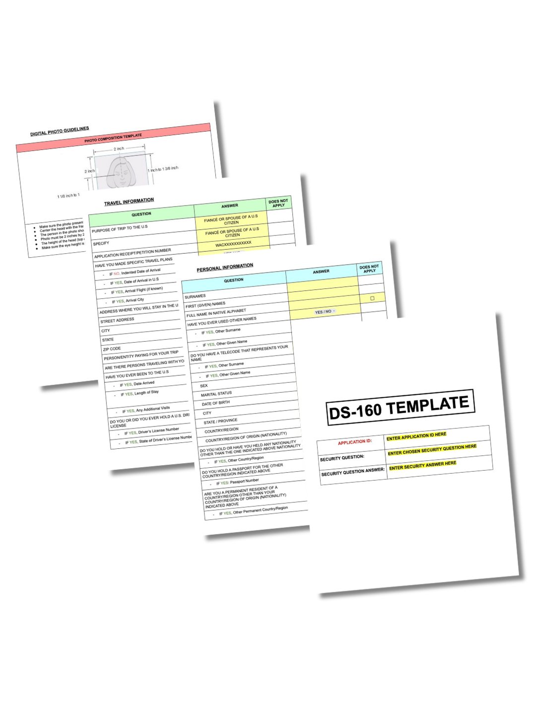 DS-160 Application Template product image (1)