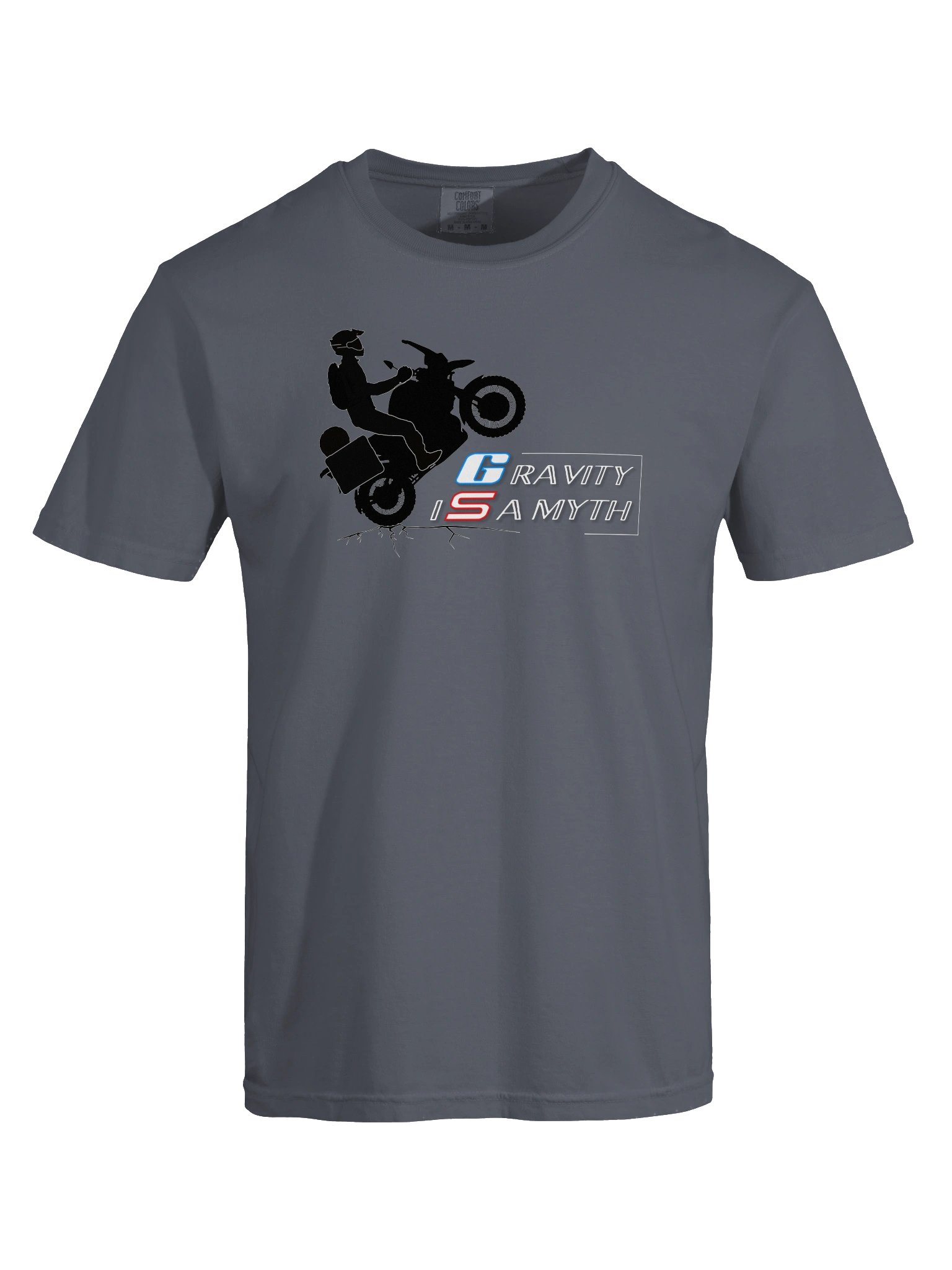 GS. Gravity Is a Myth | Adventure Motorcycle T-Shirt product image (1)