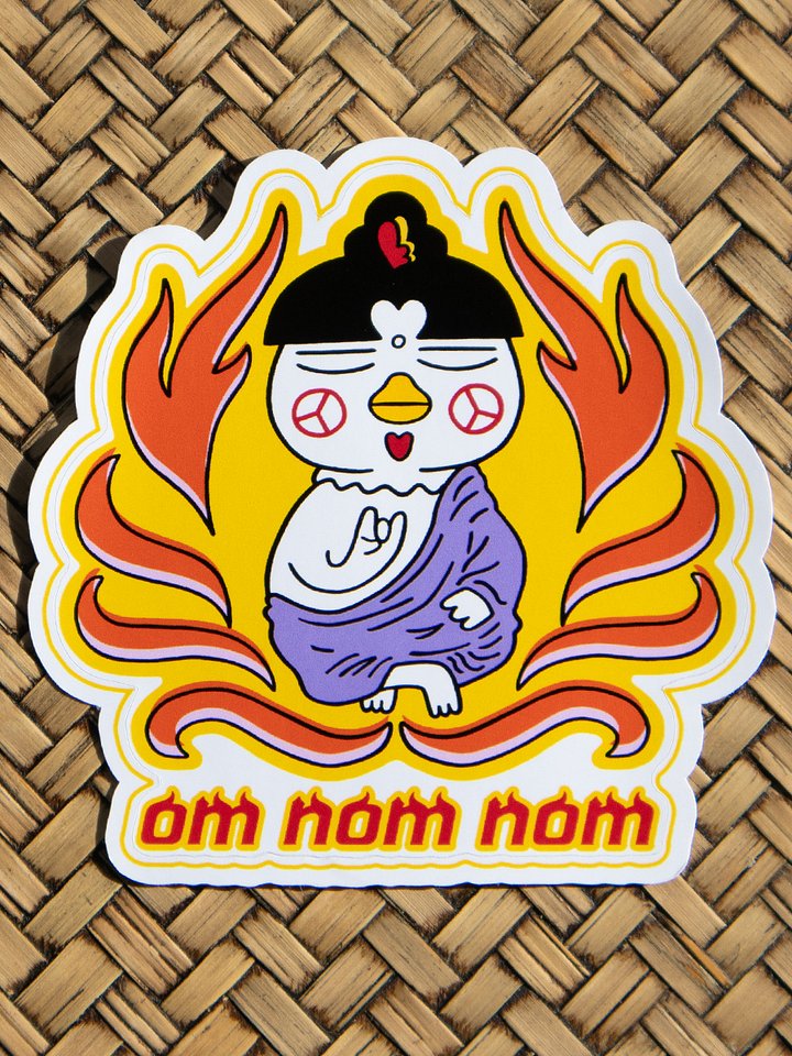 Meditating Zen Buddha Chicken Sticker | "Om Nom Nom" product image (2)