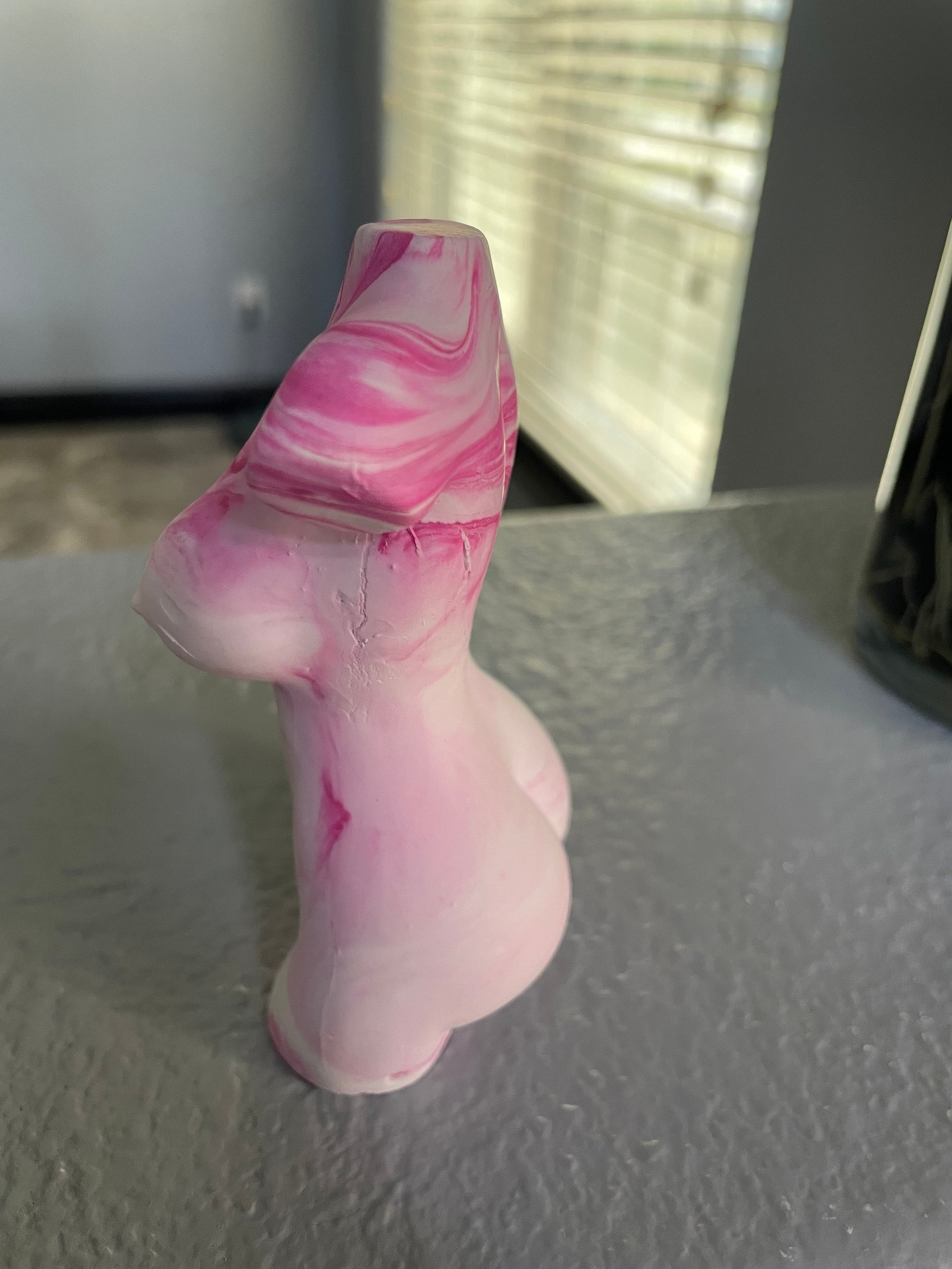 3.5" Ceramic Resin Pink and White Marble Torso Sculpture | Handmade Feminine Body Decor product image (4)