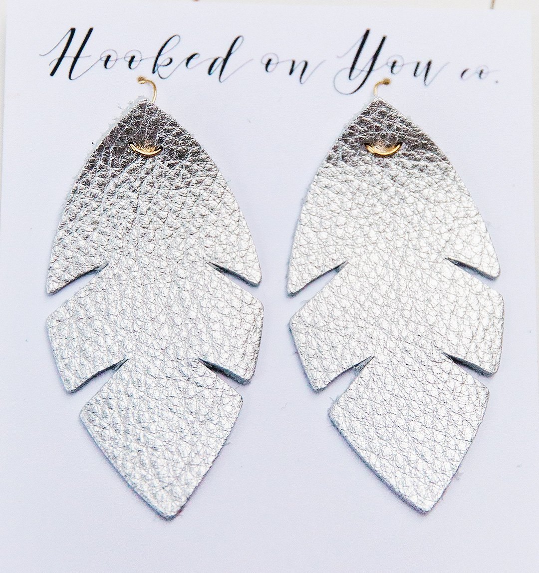Silver Palm Leather Earrings product image (2)