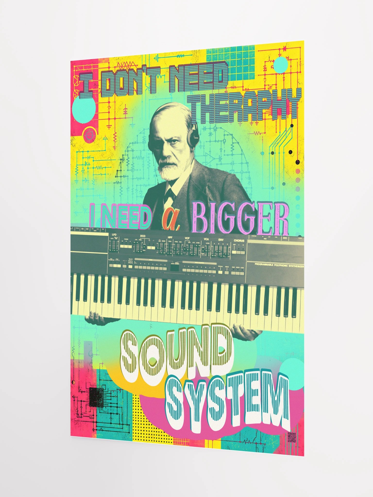 I DONT NEED THERAPY, I NEED A BIGGER SOUND SYSTEM, by Frank Fonik, Techno EDM Matte Paper Poster product image (2)