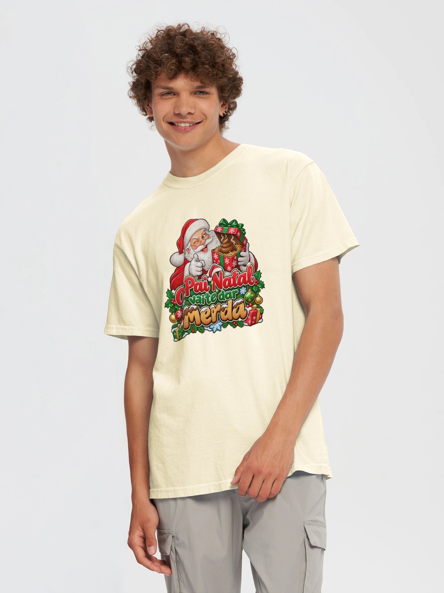 O Pai Natal Vai Te Dar Merda! – Funny Portuguese Christmas T-Shirt product image (5)
