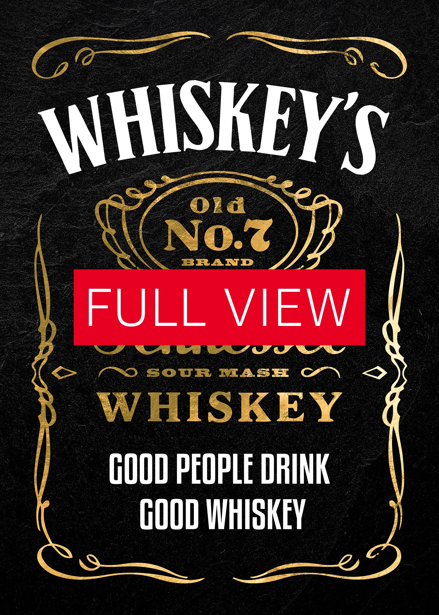 Good people drink good whiskey / Jack Daniel's — Whiskey gold blackboard art deco poster with quote, vintage gold poster product image (3)