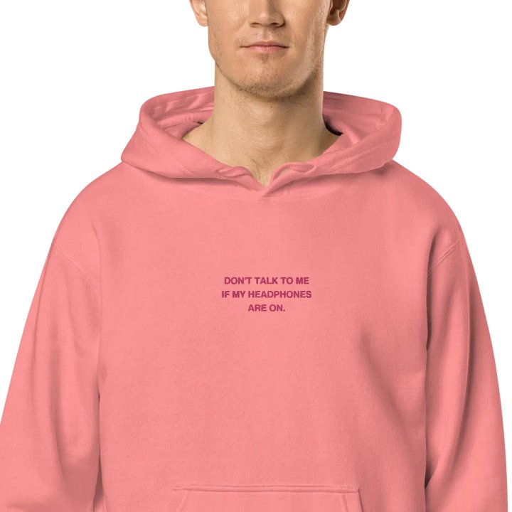 HEADPHONES ON (pink) embroidered pigment hoodie product image (2)
