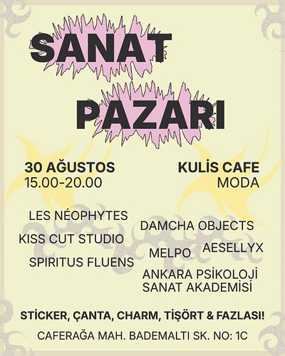 Yarın! Tasarım ve sanat pazarımıza bekliyoruz 🎪

📍@kuliskadikoy

Sanatçılar: @damchaobjects
• @kiss.cut.studio • @themelpo • ...