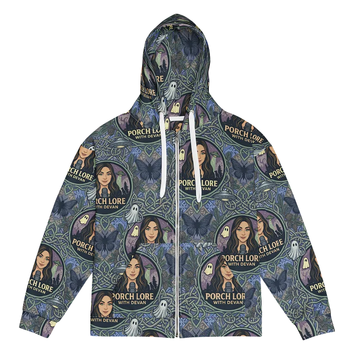 PORCH LORE DEVAN PERIWINKLE MOTH ZIP UP HOODIE product image (1)