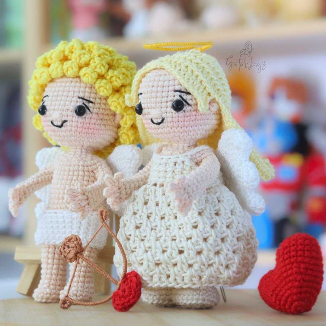 Cupid and Little Angel Amigurumi Crochet Pattern - Valentine's Couple - PDF product image (5)