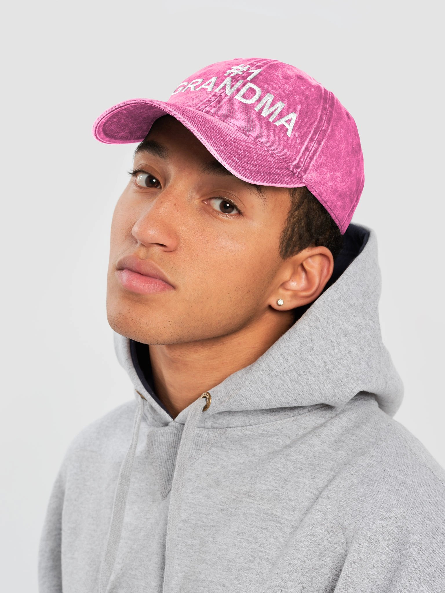 #1 Grandma Pink Vintage Wash Dad Hat product image (5)