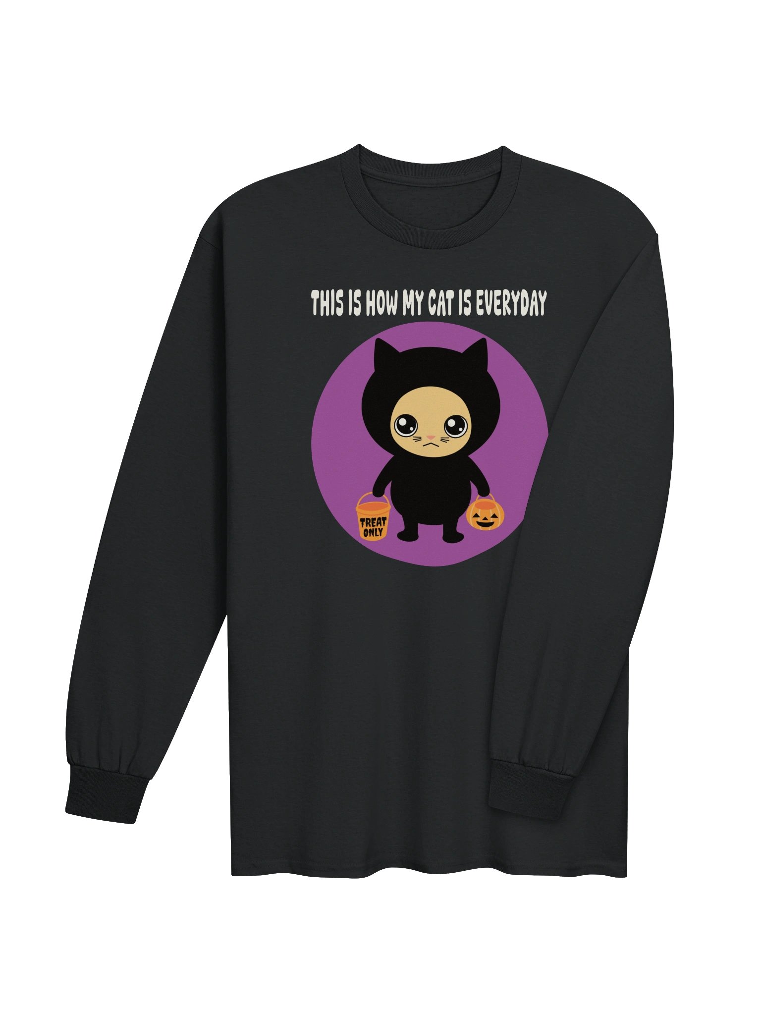 Halloween Cat (Treat Only) - Unisex Adult Heavyweight Long Sleeve T-shirt product image (3)