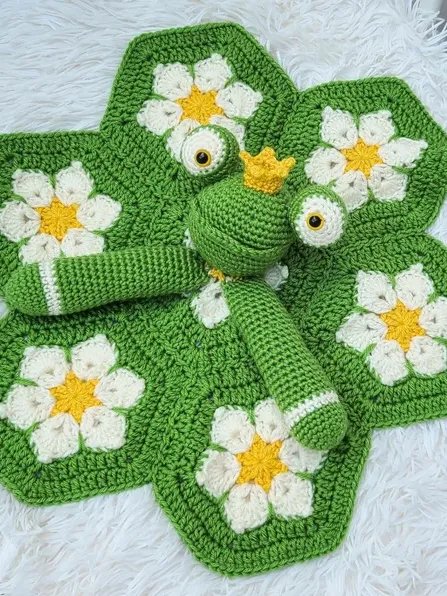 Frog Lovey Crochet Pattern Baby Security Blanket Comforter PDF Pattern - Crafting Happiness product image (1)
