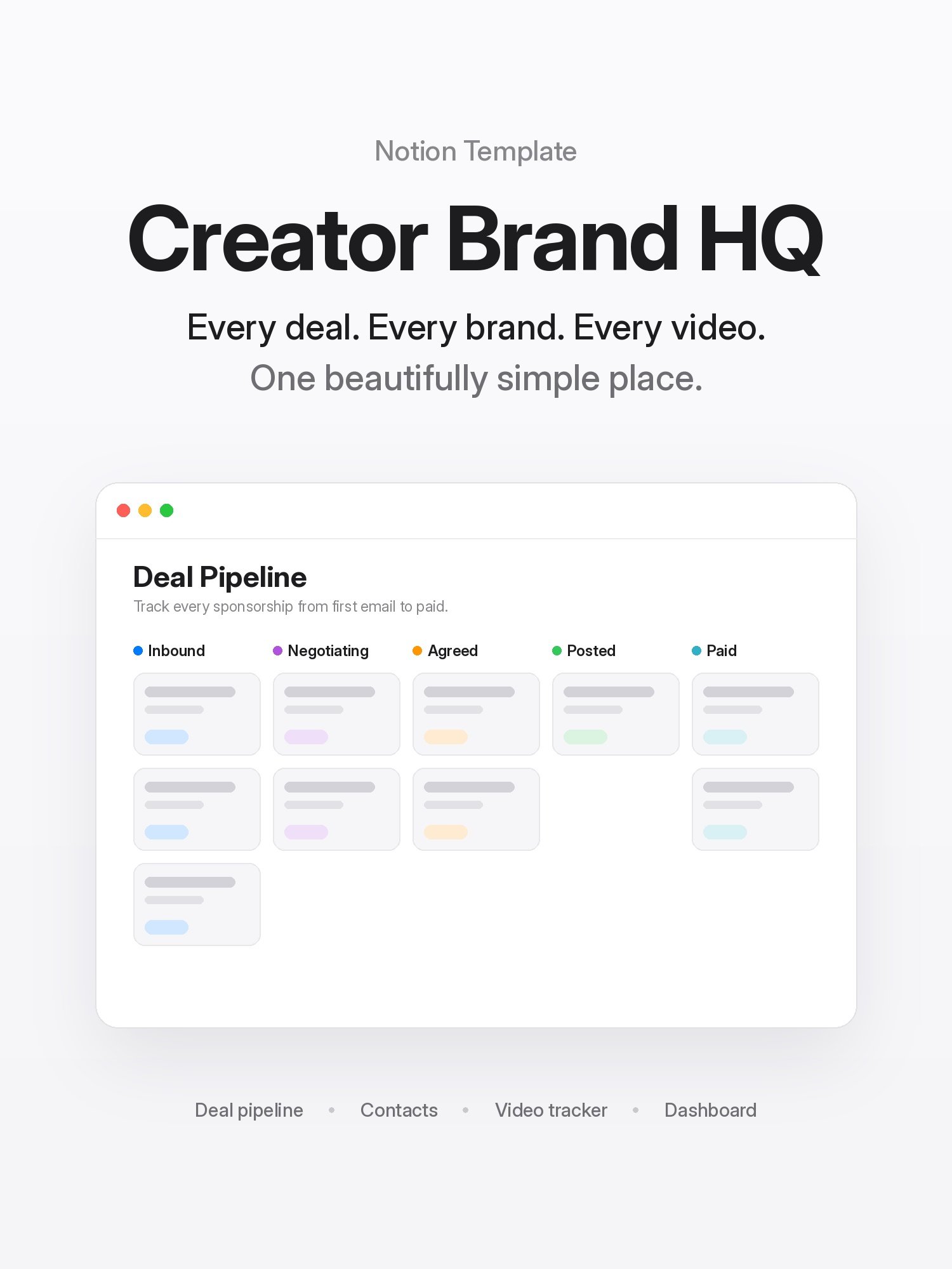 Creator Brand HQ: Notion Template for Brand Deals & Video Production product image (1)