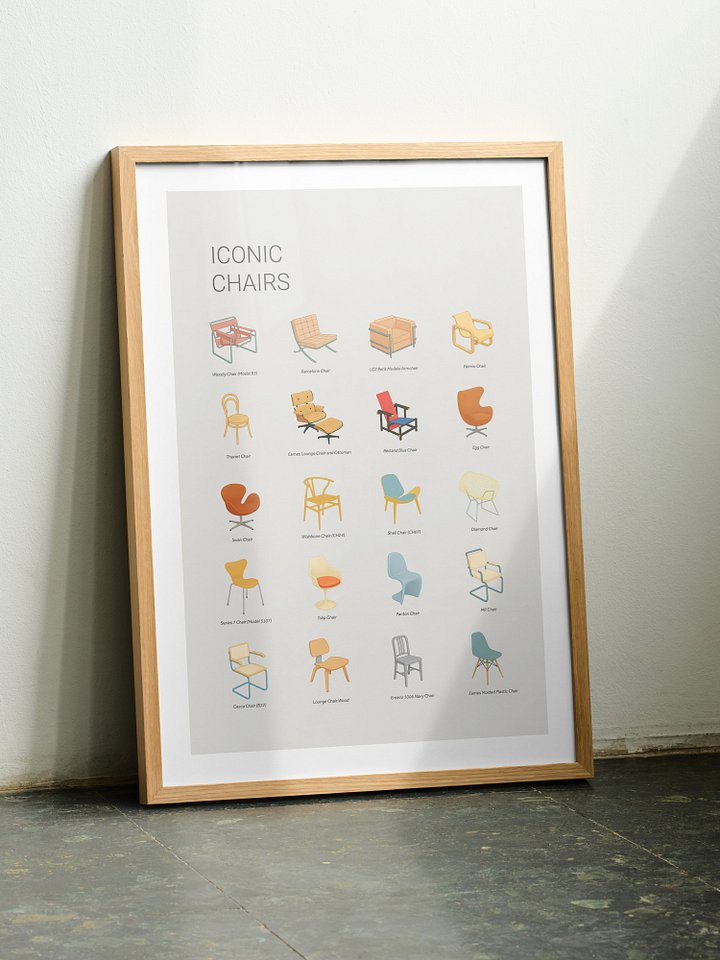 Iconic Chairs Framed Art Print product image (1)