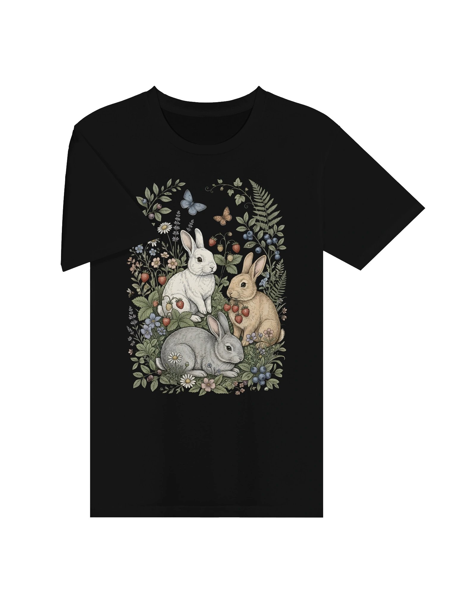 Vintage Bunny Garden T-Shirt – Cute Rabbit Botanical Design – Unisex product image (14)