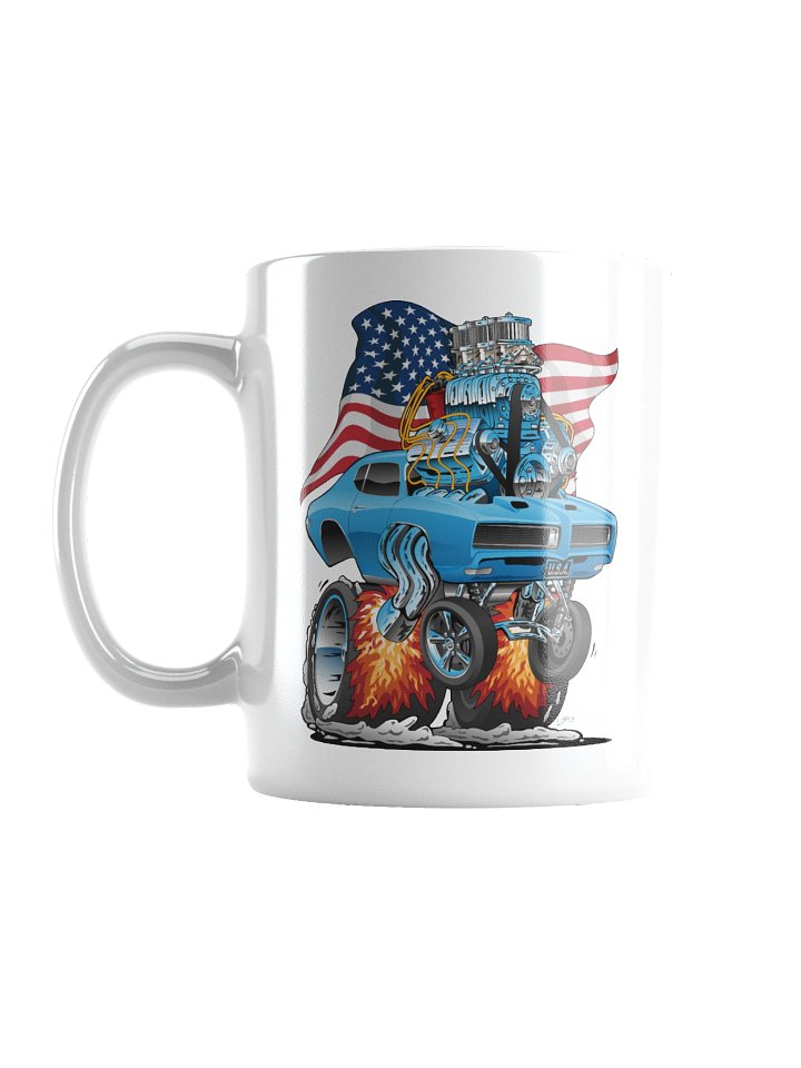 Patriotic 60s Muscle Car Funny Dragster USA Hotrod Cartoon Coffee Mug product image (1)