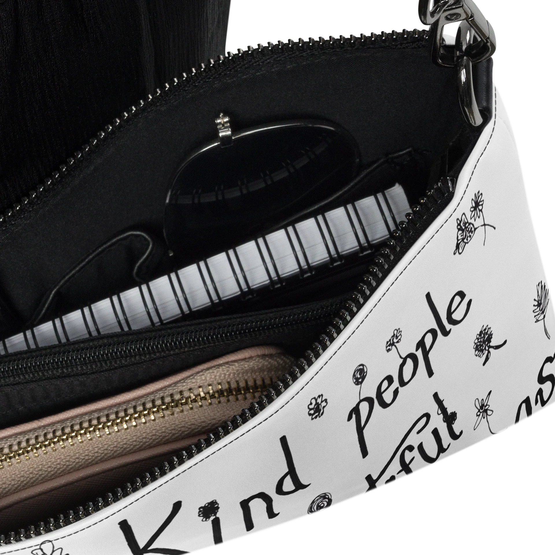 Ana's Wildflowers Crossbody HANDBAG (B&W) product image (6)