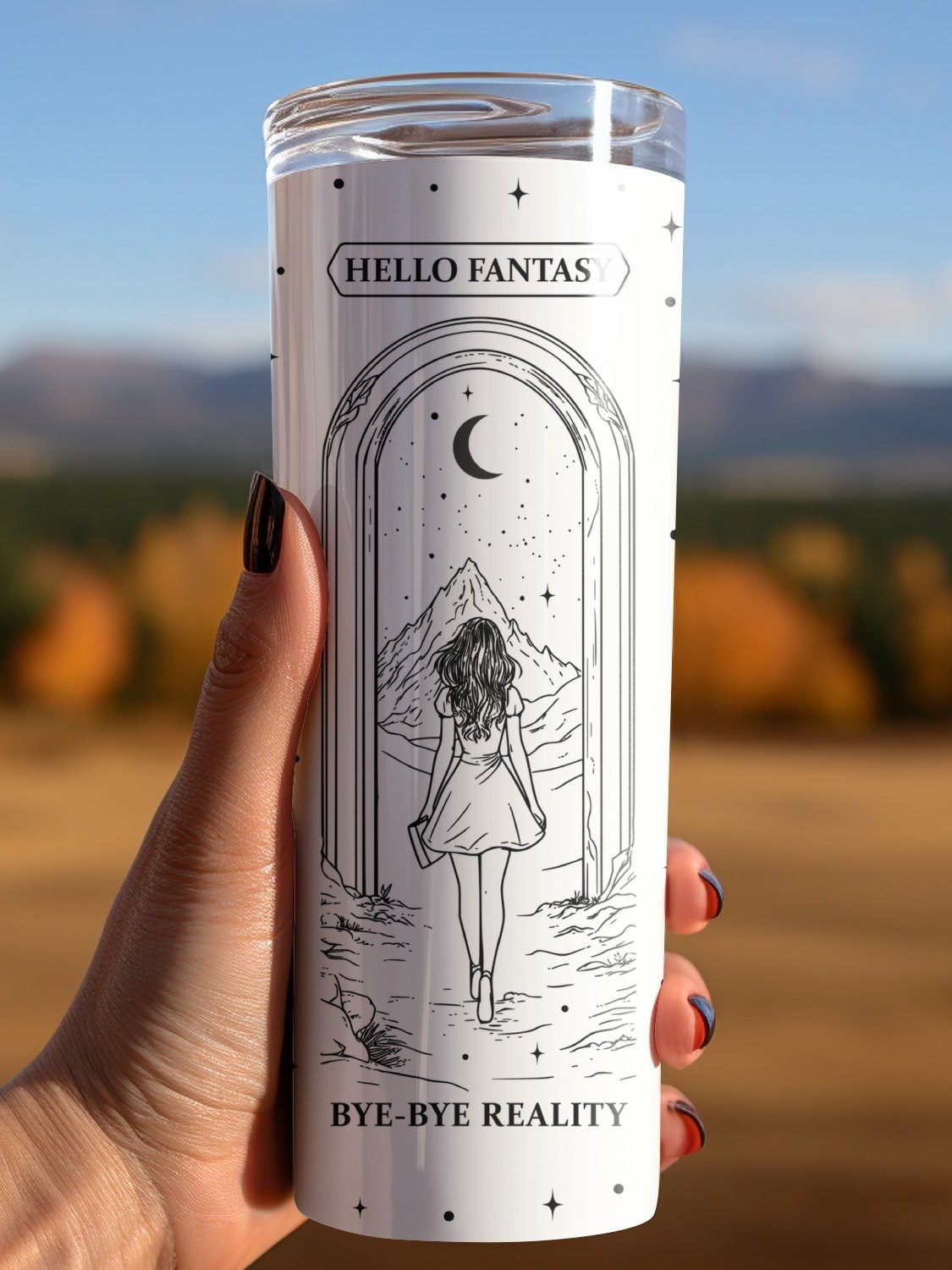 Romantasy Fantasy Reader, Bookish Smut Reader, 20oz Skinny Tumbler PNG, Seamless Full Wrap Sublimation Design Celestial, Digital Download product image (4)