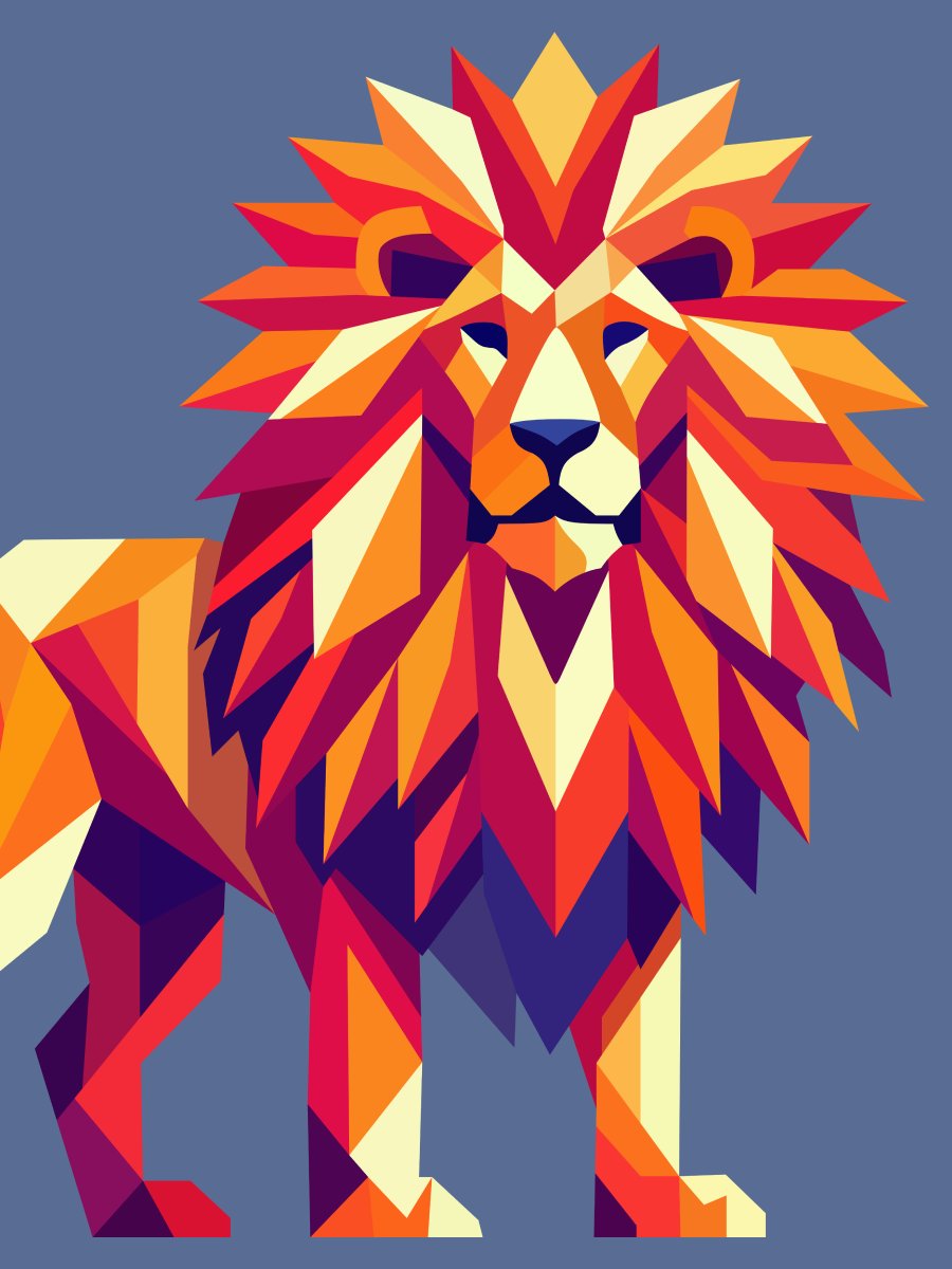 Free Geometric Lion PNG Art - Transparent Background, Low Poly Animal Illustration product image (1)