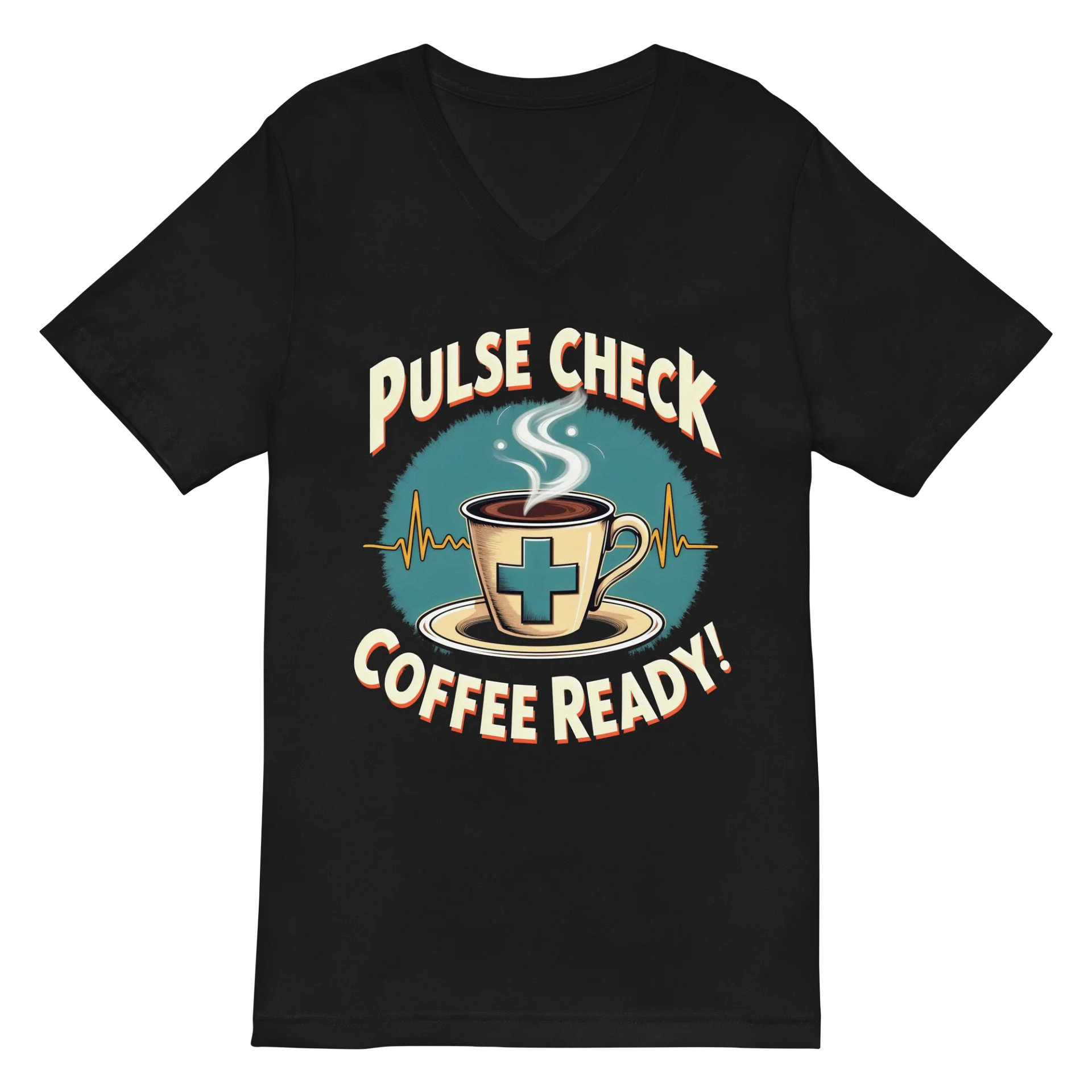 Pulse Check Coffee V-Neck Tee product image (2)