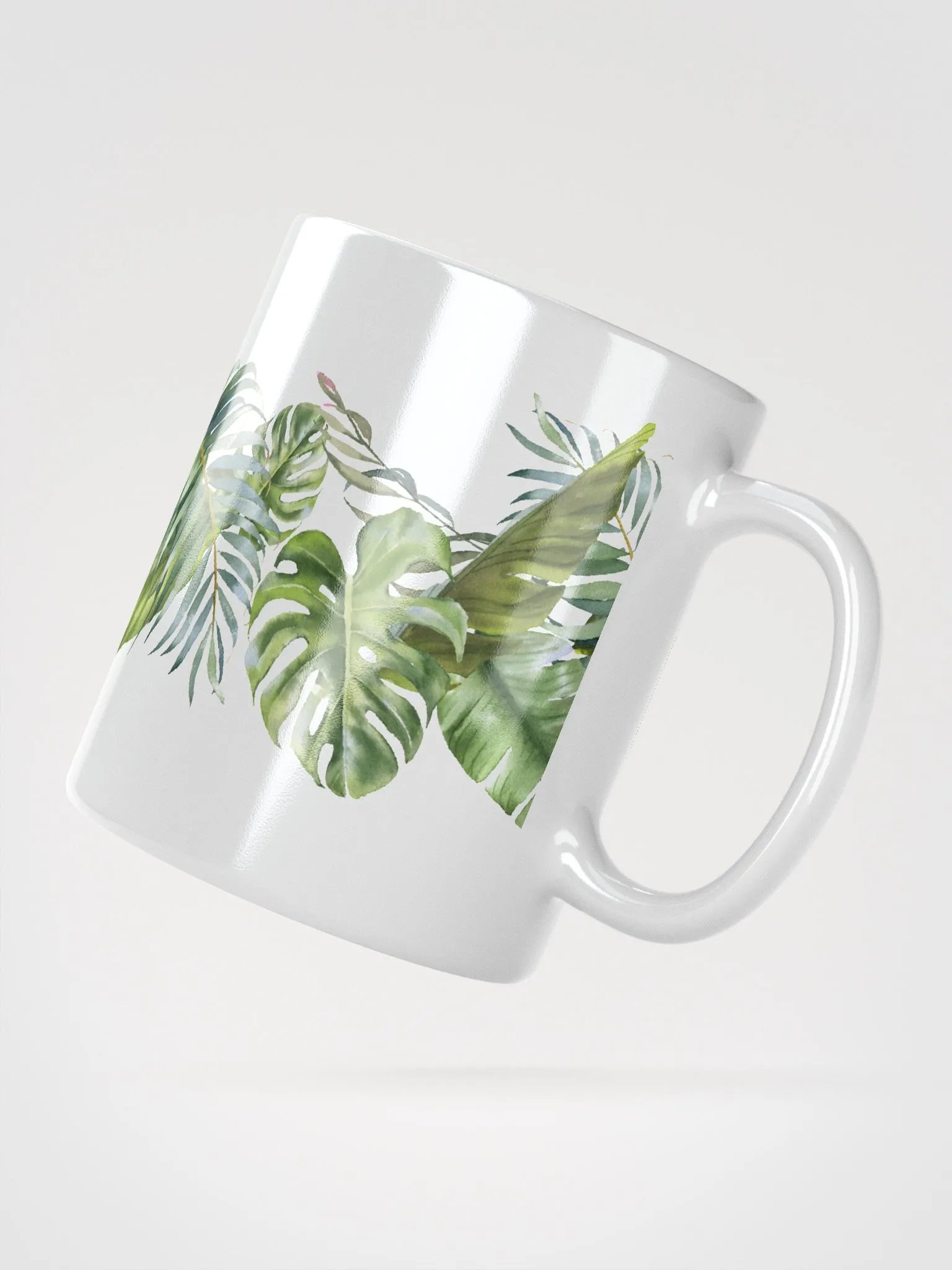 Tropical Leaves White Ceramic Mug product image (3)