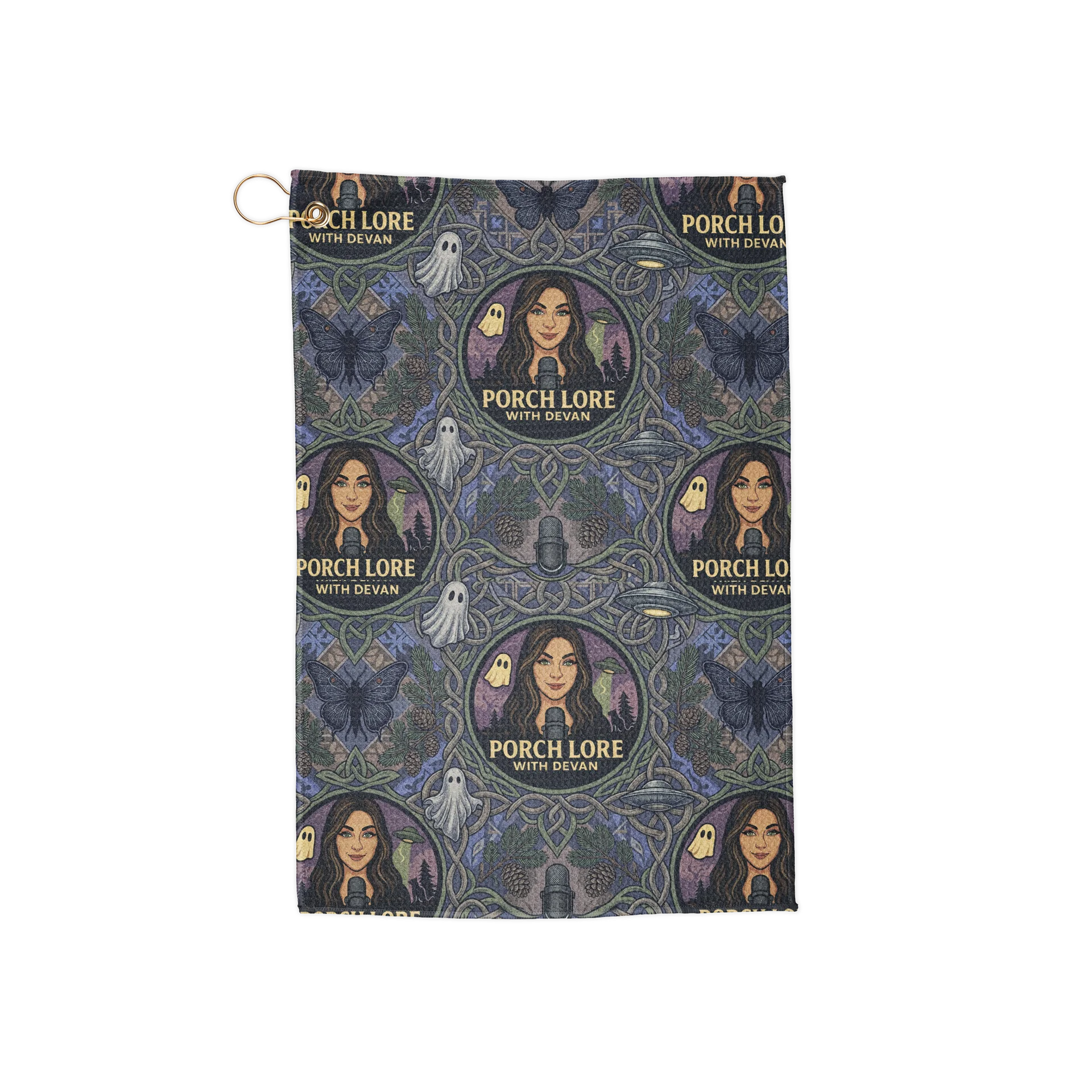 PORCH LORE DEVAN PERIWINKLE MOTH GOLF TOWEL product image (1)