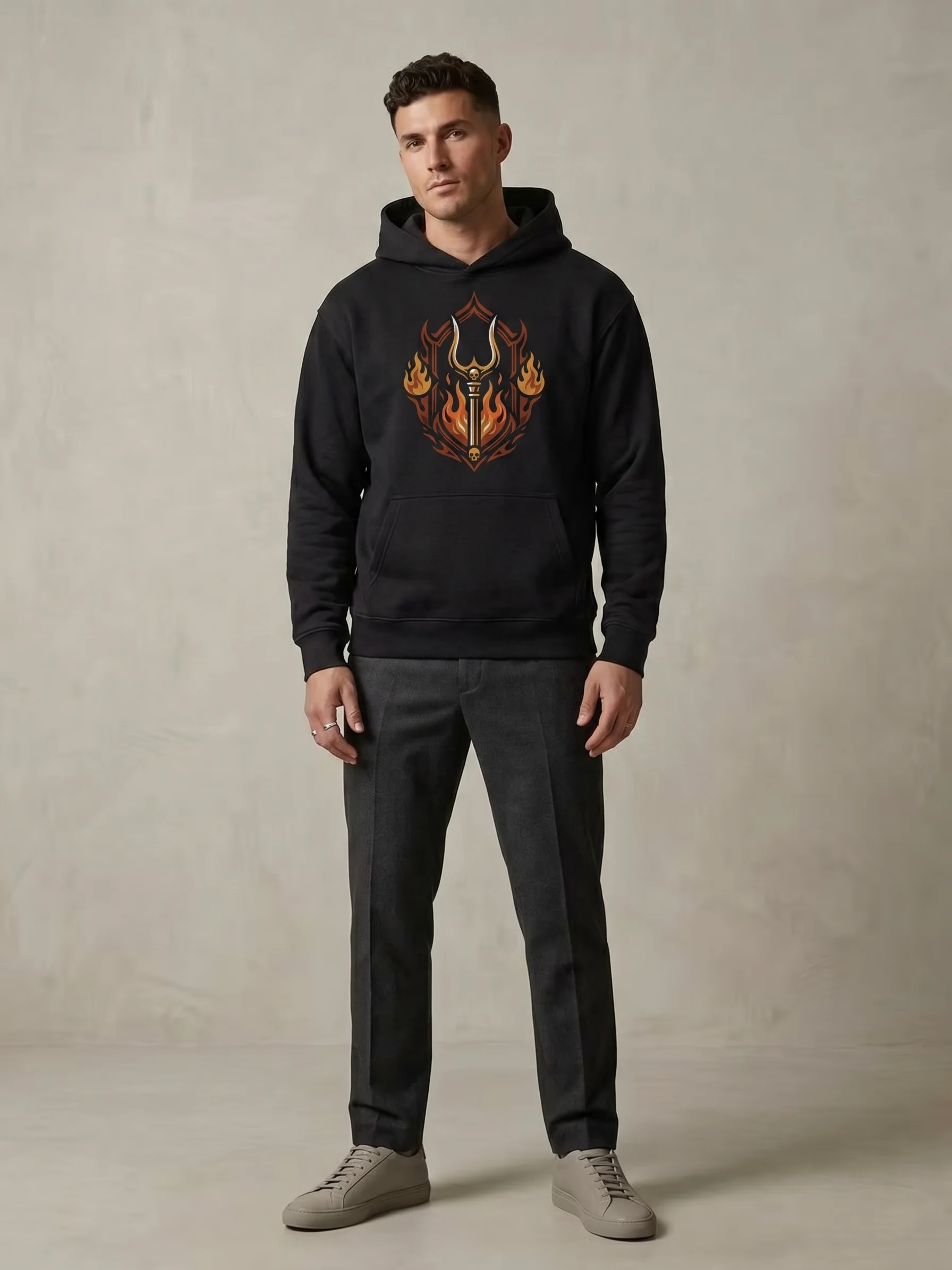 Hades Trident Flame Hoodie – Greek Mythology Streetwear Pullover product image (2)