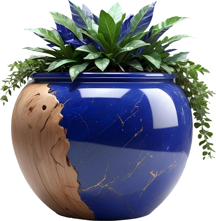 Wood & Lapis Elegance – Vase PNG product image (1)