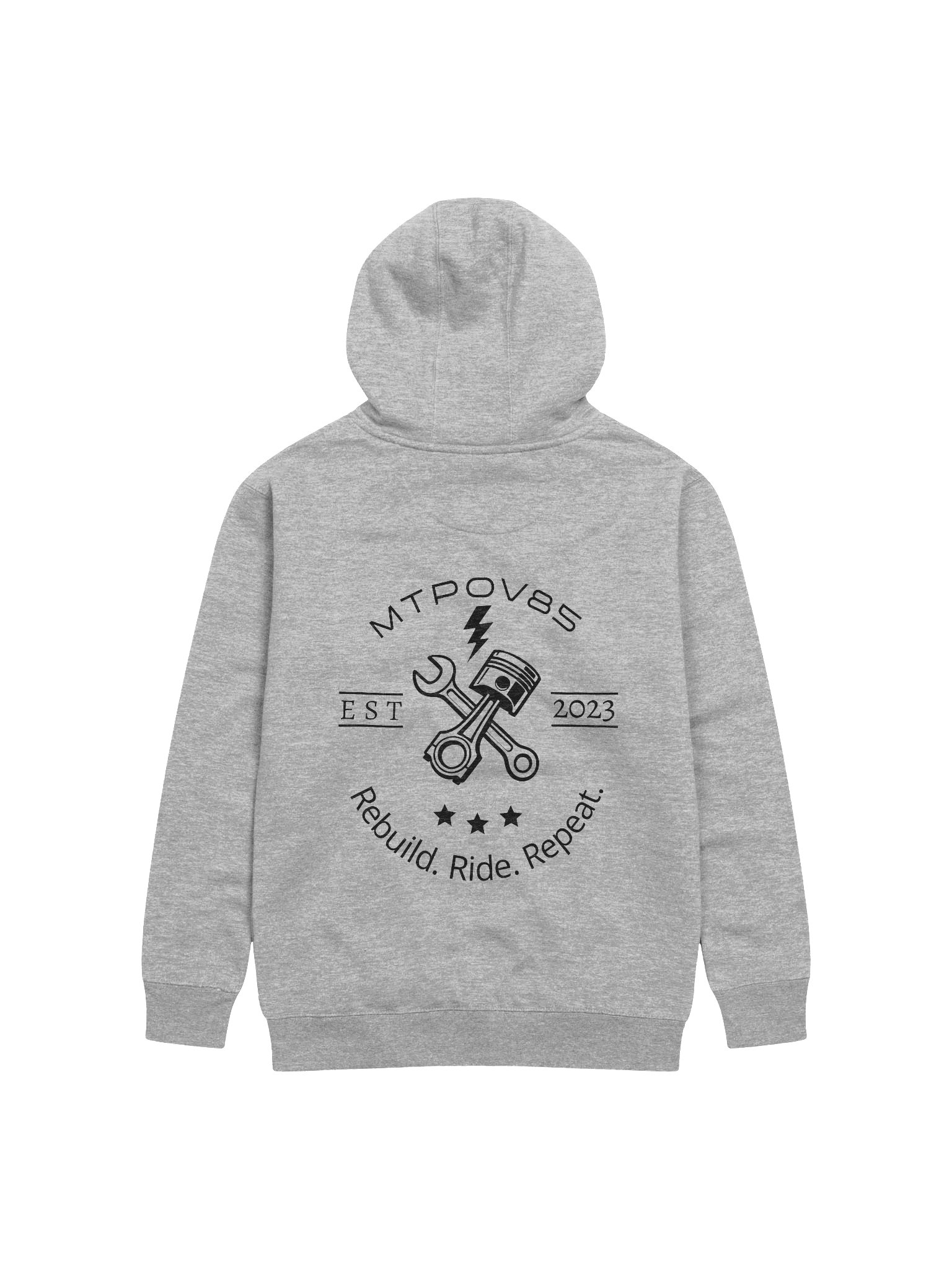 Rebuild. Ride. Repeat. Style 1 Grey Hoodie, Black Logo product image (1)