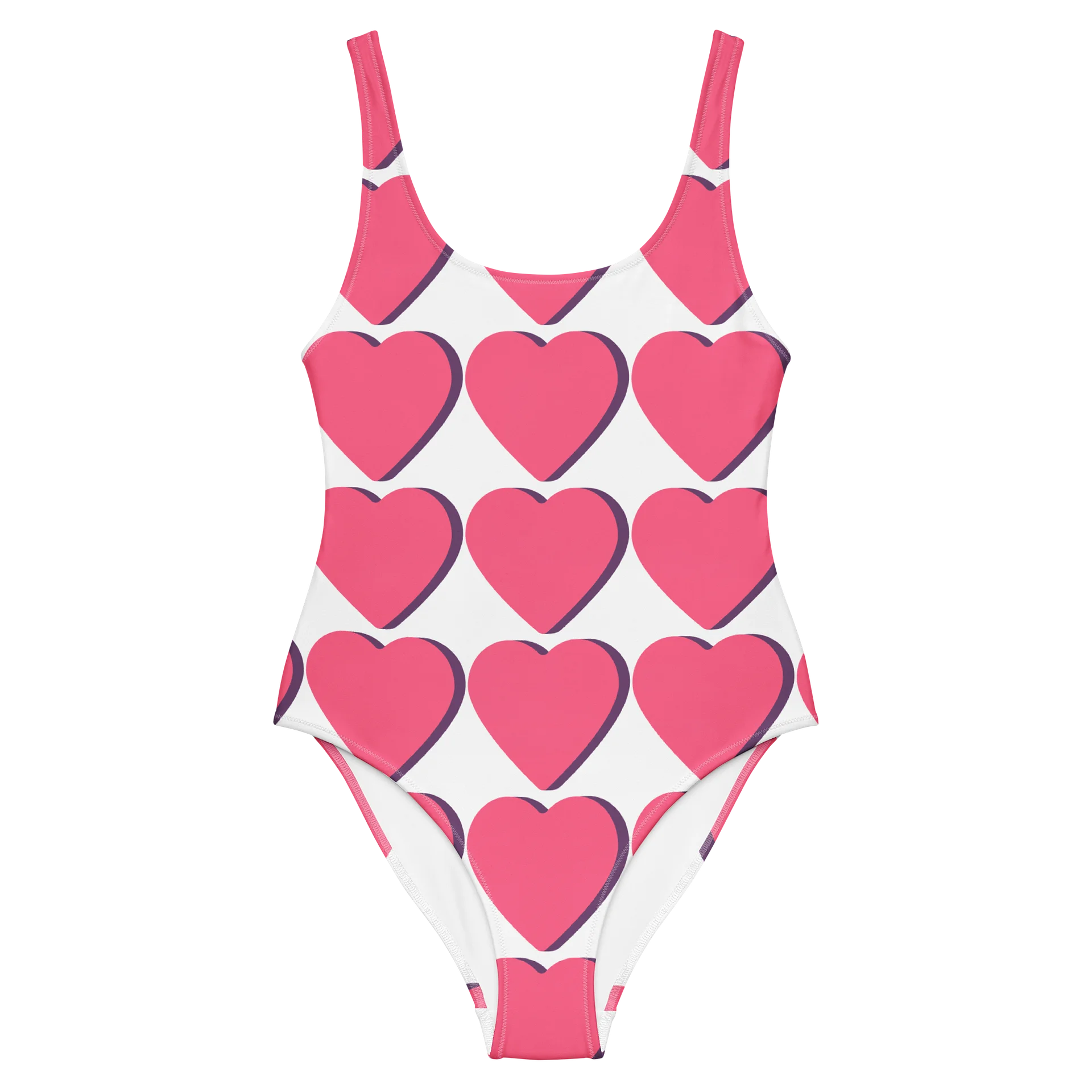 Pink Heart Grid One-Piece Swimsuit product image (8)