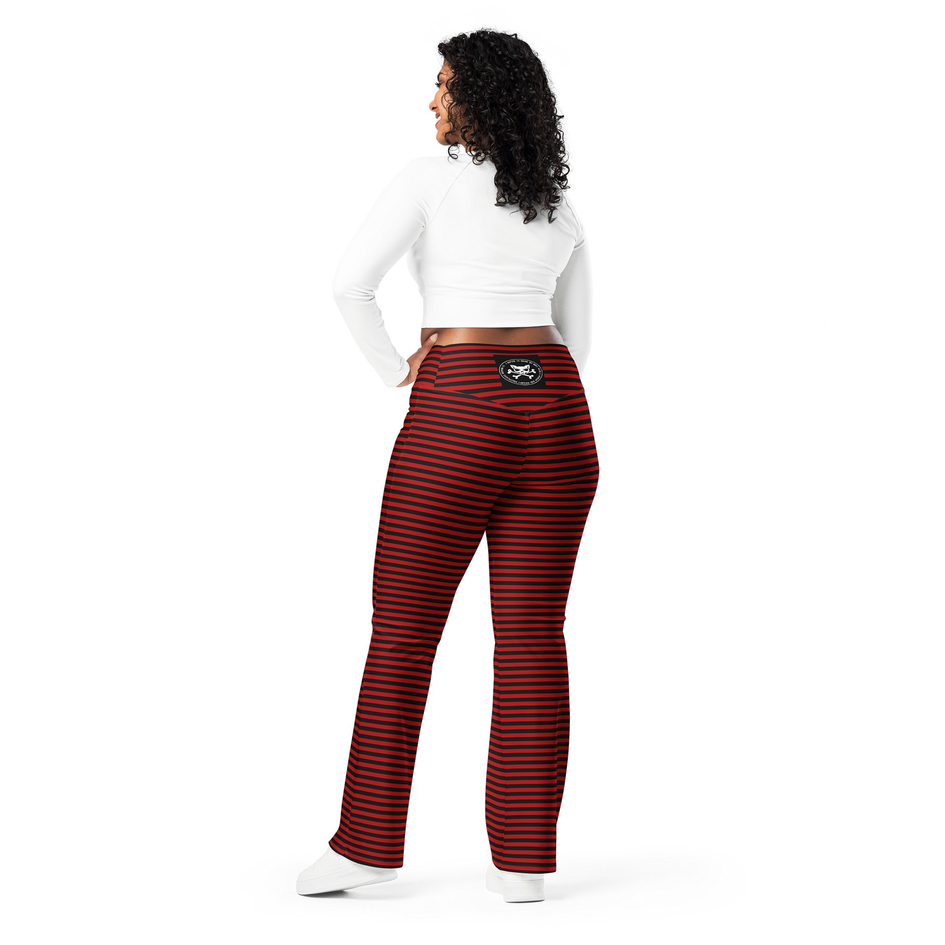 Red and Blaque Stripped Kat Skull Flares product image (4)