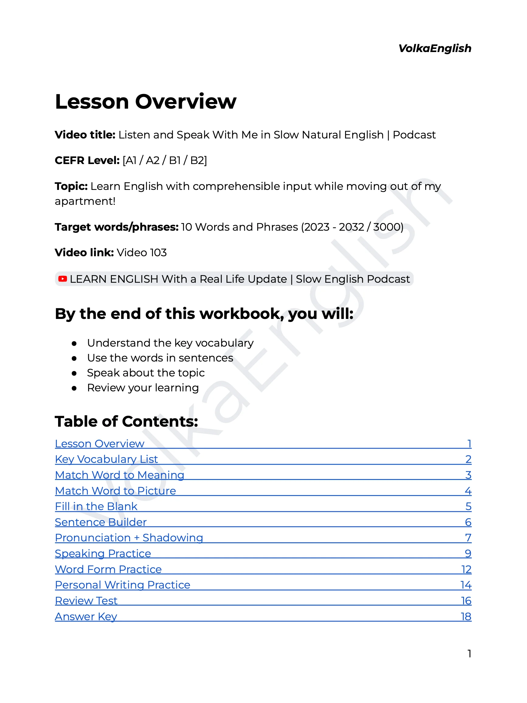 Can You Understand a Native Speaker for a Full Day? - Video 104 Study Pack product image (2)