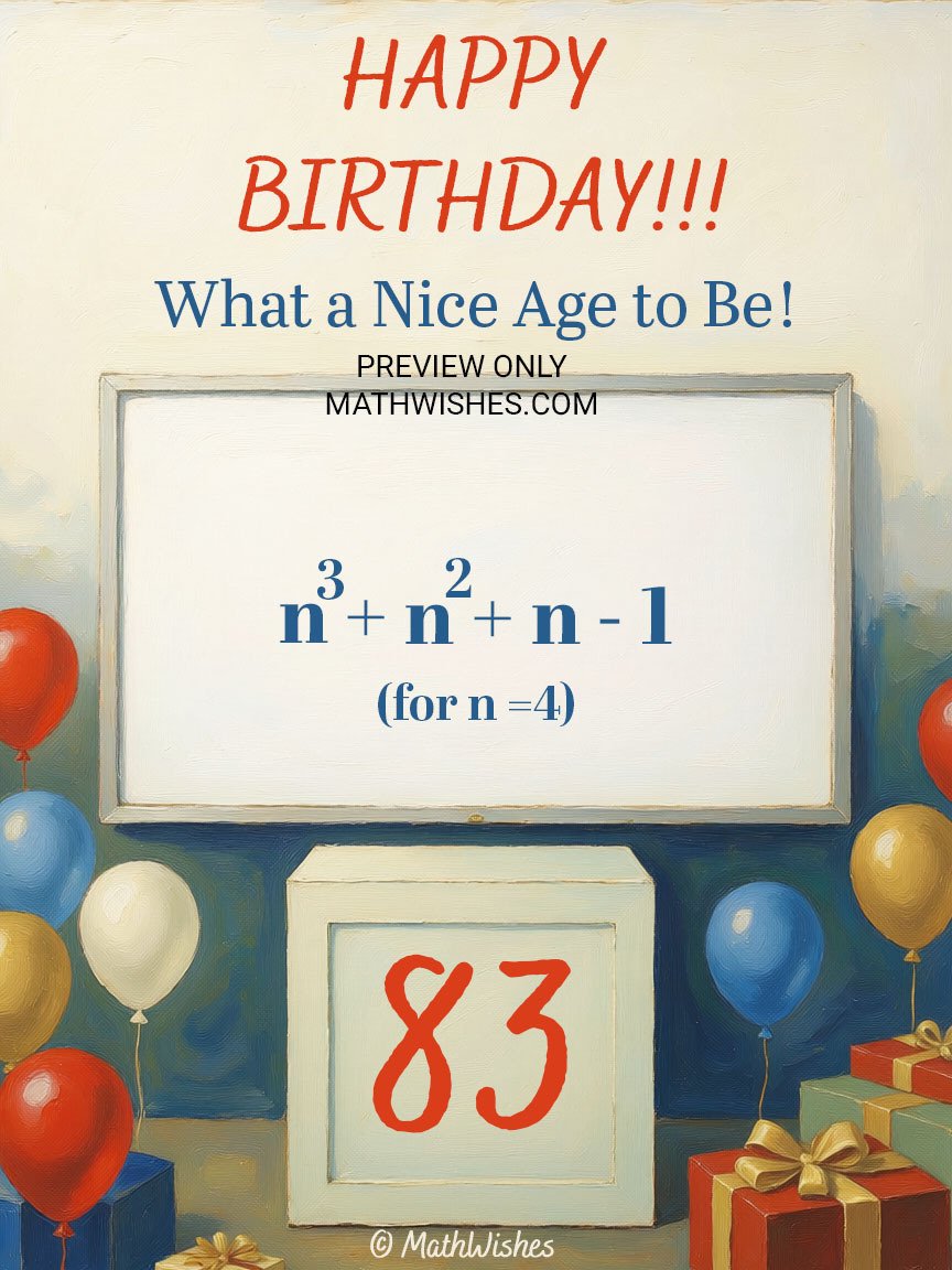 83rd Birthday Card - Algebra Equation product image (1)