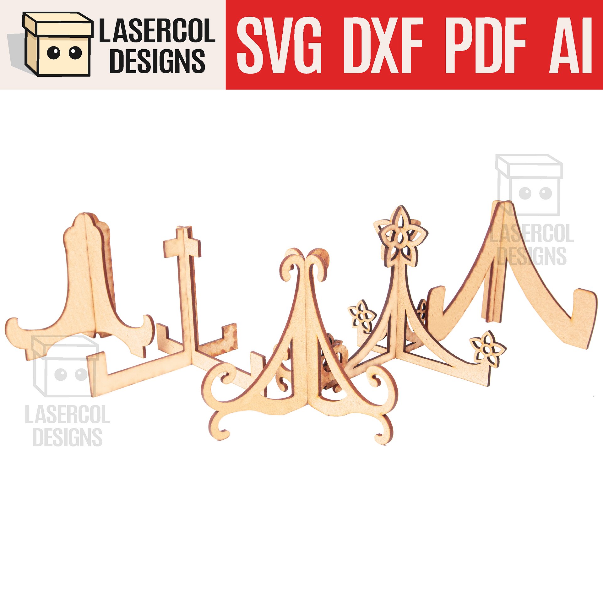 Easel Plate Stand Set 4 - Laser Cut Files product image (1)