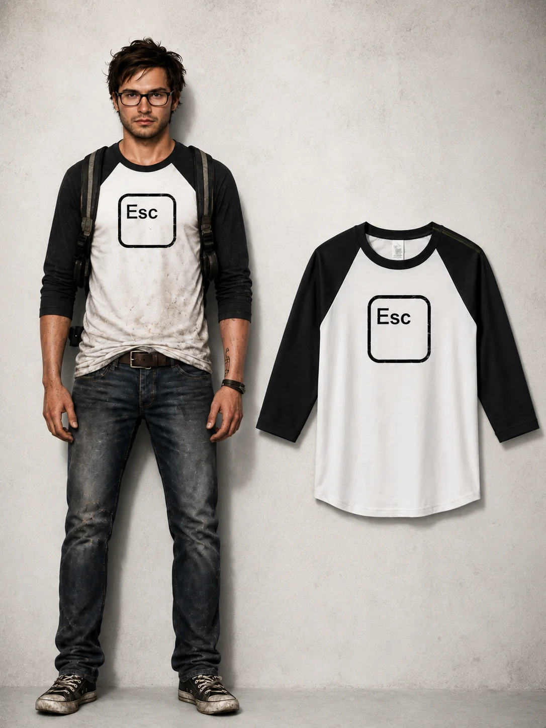 Alex Weiss Esc Key 3/4 Sleeve Raglan Shirt product image (1)