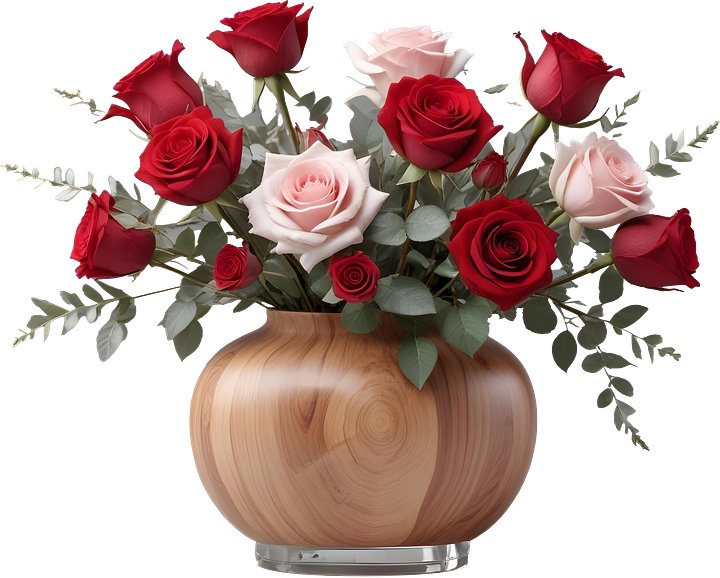 Natural Charm – Woodgrain Rose Vase PNG product image (1)