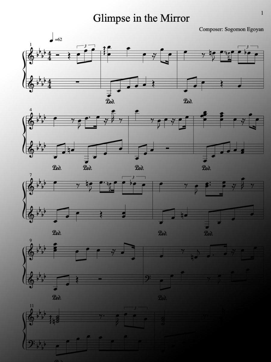 Glimpse in the Mirror by Sogomon Egoyan - Piano Sheet Music product image (1)