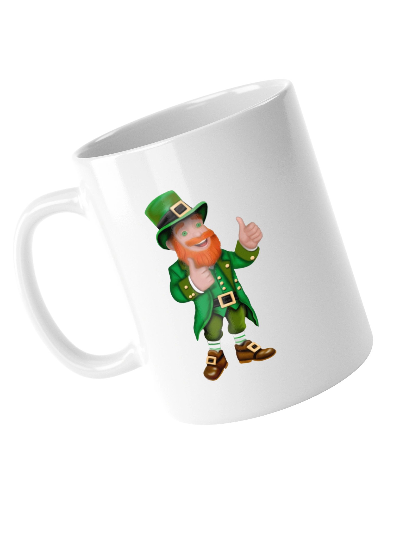 "Thumbs Up" Leprechaun White Glossy Mug product image (4)