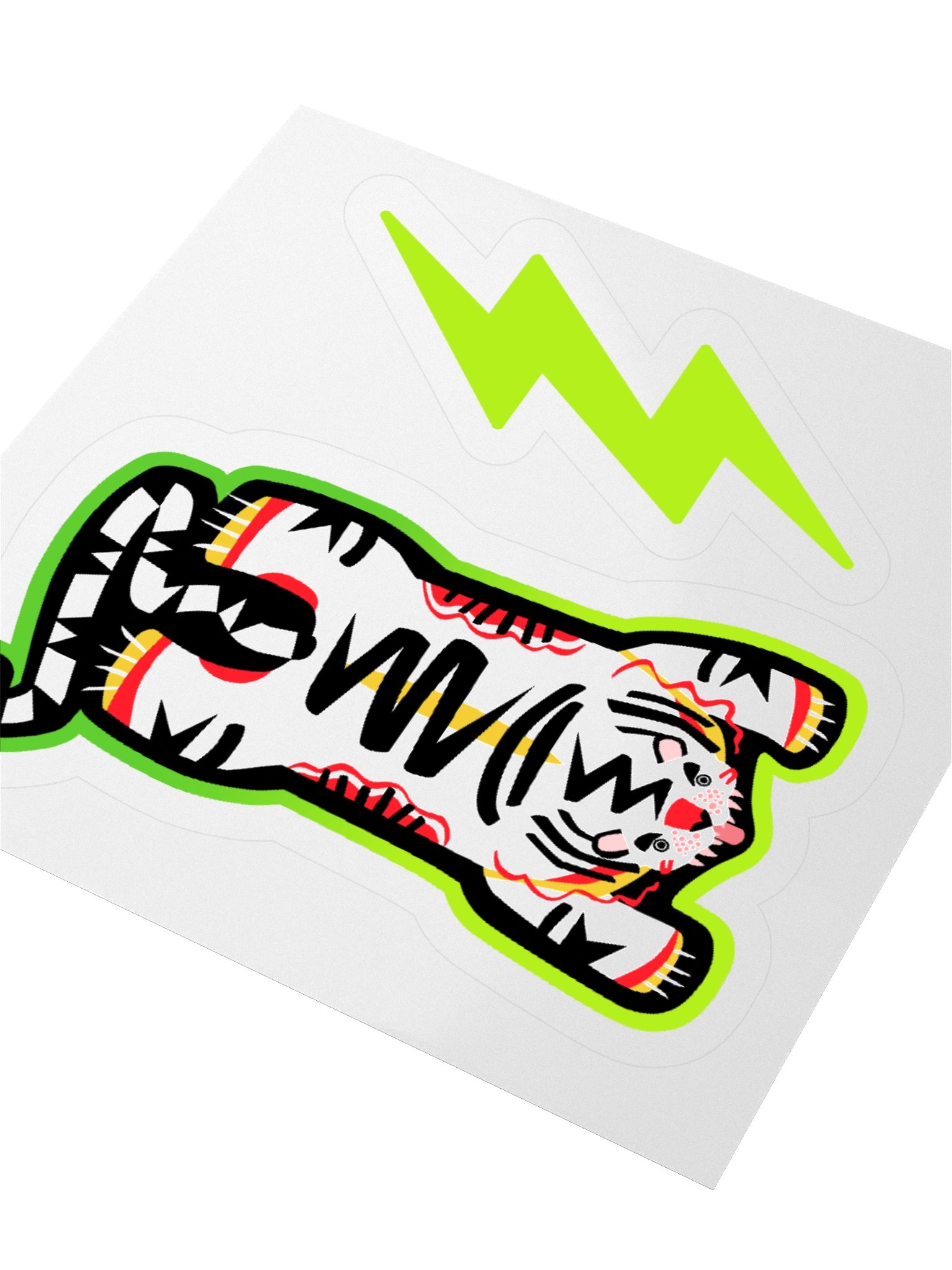 White and Lime Tiger Sticker product image (3)
