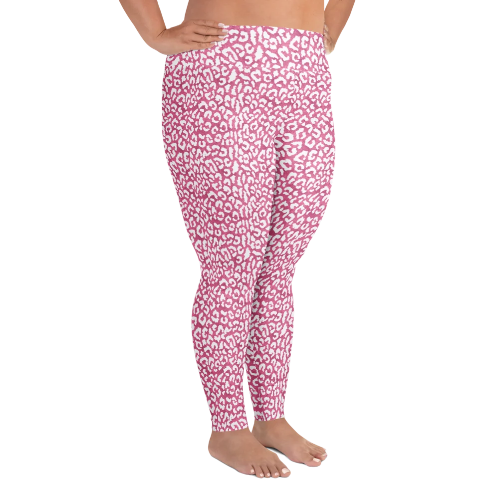 Bold Pink Leopard Skin Print Plus Size Leggings product image (4)
