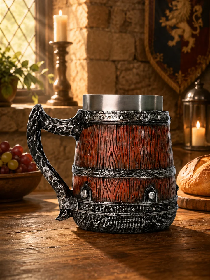 The Armored Kingdom Carved Battlebrew Mug-Intricately Carved Exterior-Stainless Steel product image (1)