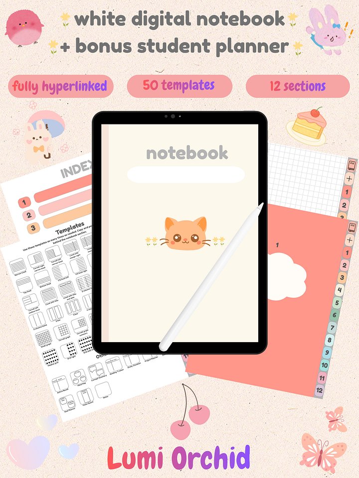 White Digital Notebook & Bonus Student Planner 🎁 product image (1)