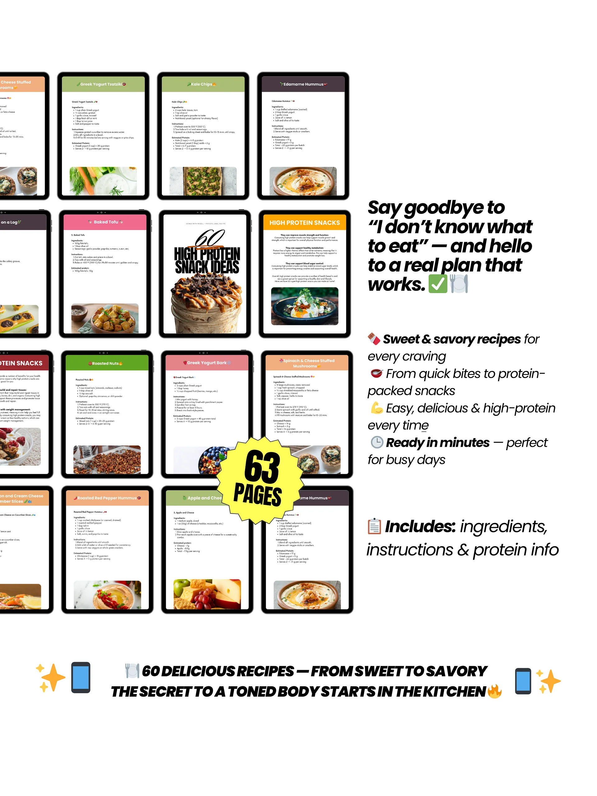 High Protein Recipes: 60 Snack Recipes | PLR/MRR Ebook product image (3)