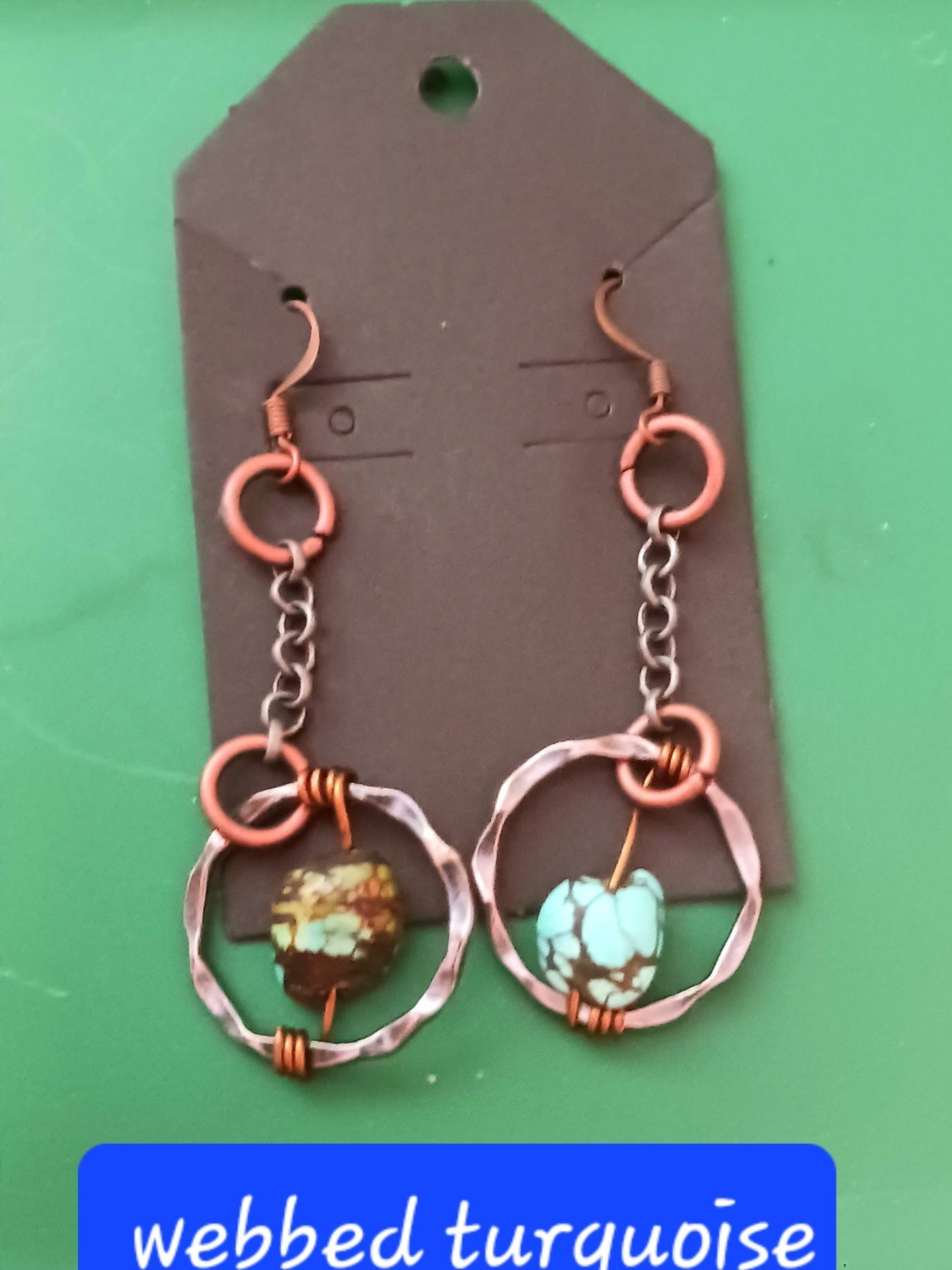 Webbed Turquoise Earrings - Handmade Boho Earrings product image (1)