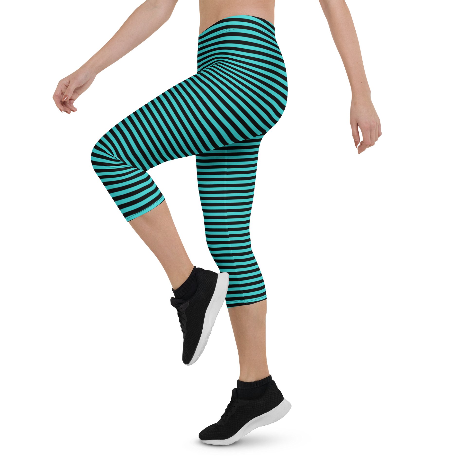Blaque and Turquoise Stripped Capri product image (4)