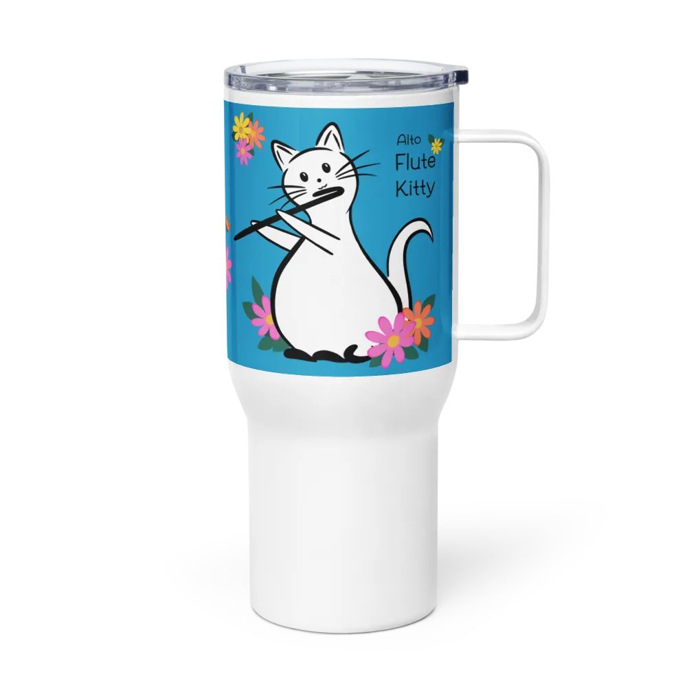 Flute Kitty Travel Mug w handle - Alto Flute product image (1)