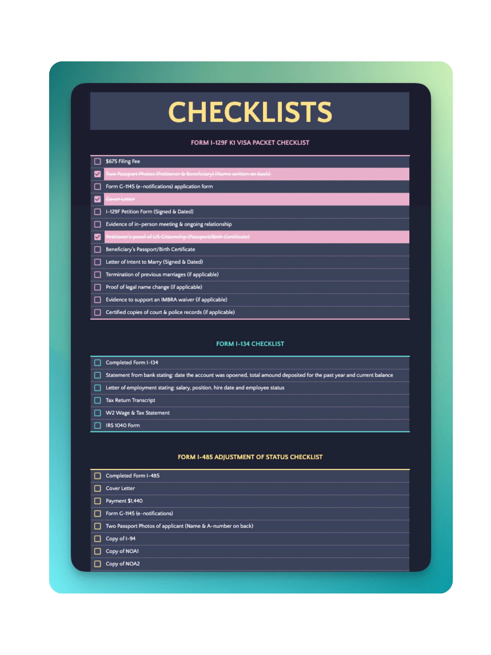 K1 Visa USCIS Form Checklist product image (3)