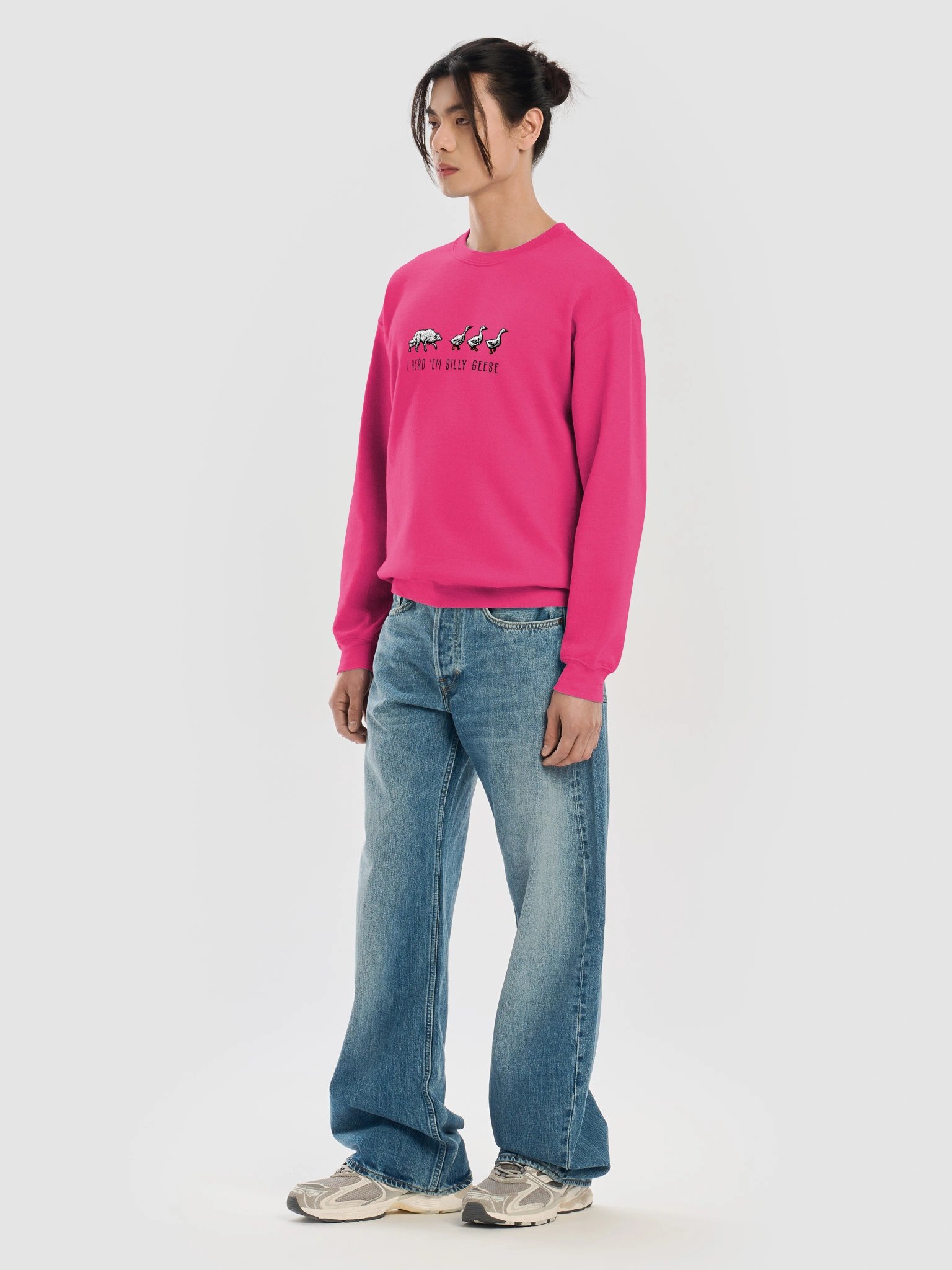I Herd 'Em Silly Geese Sweatshirt(Embroidered) of a Border Collie(White) product image (31)