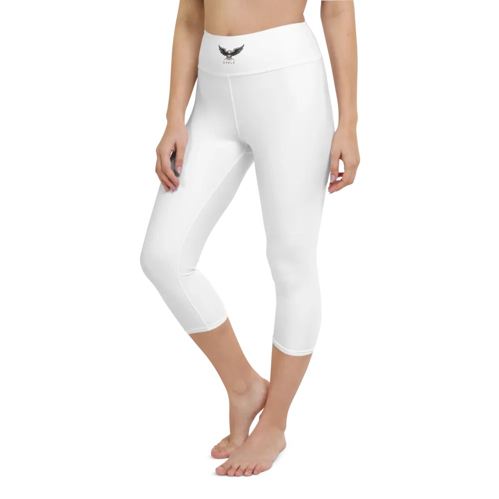 Eagle High-Waisted Yoga Capri Leggings - White, Exclusive Design product image (6)