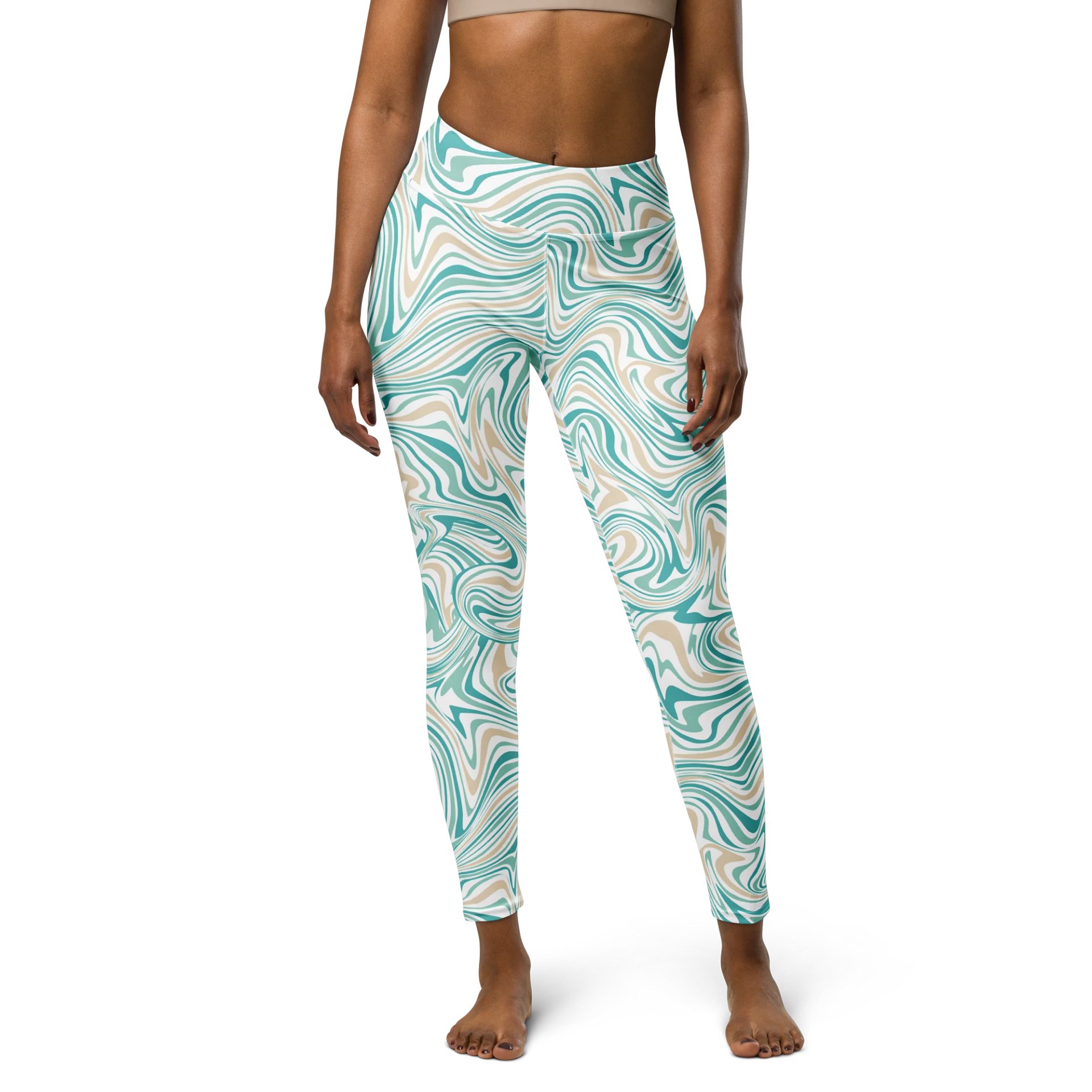 Marble Waves High-Waisted Leggings - Artistic Flow product image (1)